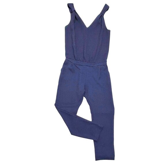 Lenny B Clara Navy Knot Strap Accent Made in France Jumpsuit - Picture 7 of 7